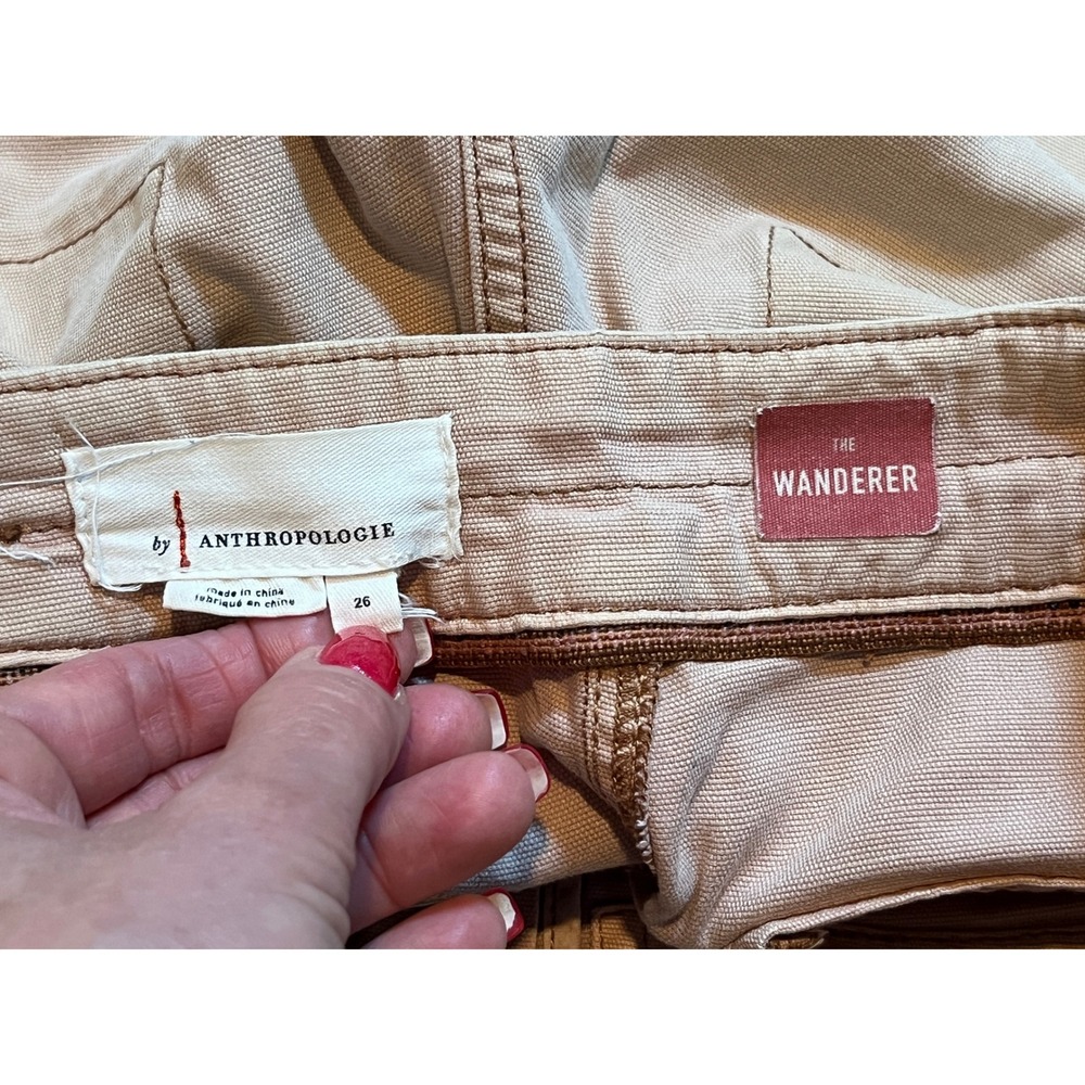 Anthropologie The Wanderer Pants Women 26 Tan Floral Embroidered Utility Boho - Picture 11 of 14